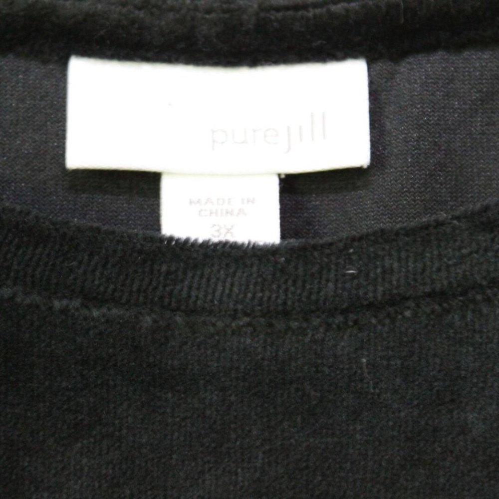 Pure J. Jill Long Sleeve Velvet Velour Dress Black Pockets Plus Size 3X H13093 - Picture 3 of 10